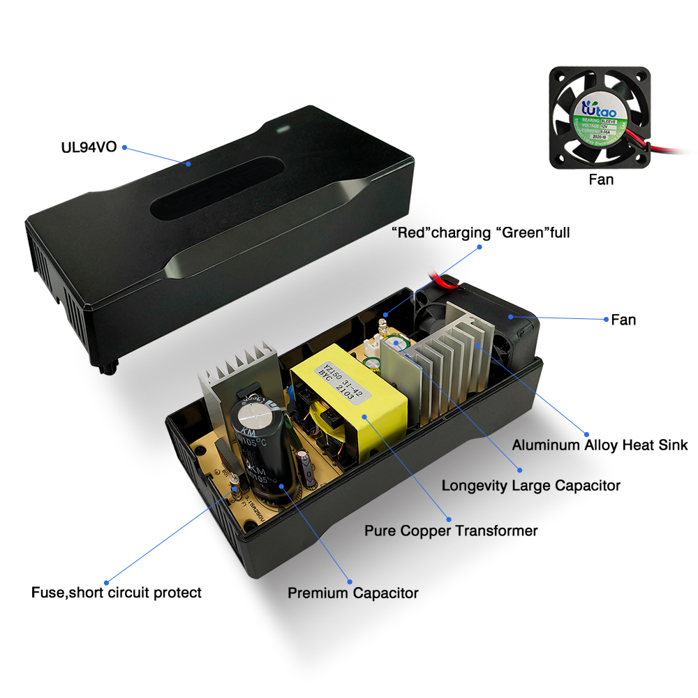 Cargador de batería de plomo y ácido de litio de 12V LiFePO4 12,6V 14,6V 8A